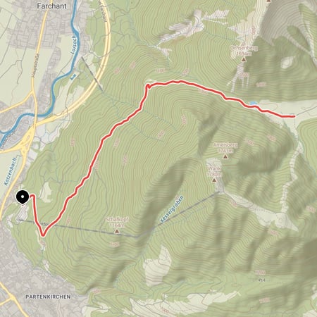 Relativ kurze aber dafür beschwerlich steile Mountainbike-Tour von Partenkirchen hinauf zur bewirteten Esterbergalm im Hochtal des Estergebirges