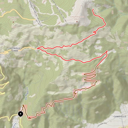 Von Levico Terme im Valsugana hinauf in Richtung Vetriolo Terme und weiter zur Rifugio Malga Masi unterhalb des Cima Panarotta