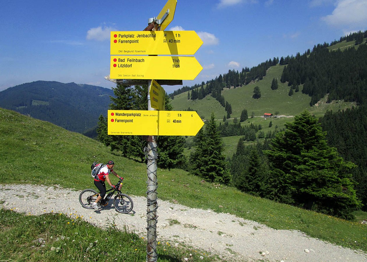 Über Brannenburg vorbei an Schlipfgrubalm und Schuhbräualm hinauf zur Huberalm am Farrenpoint