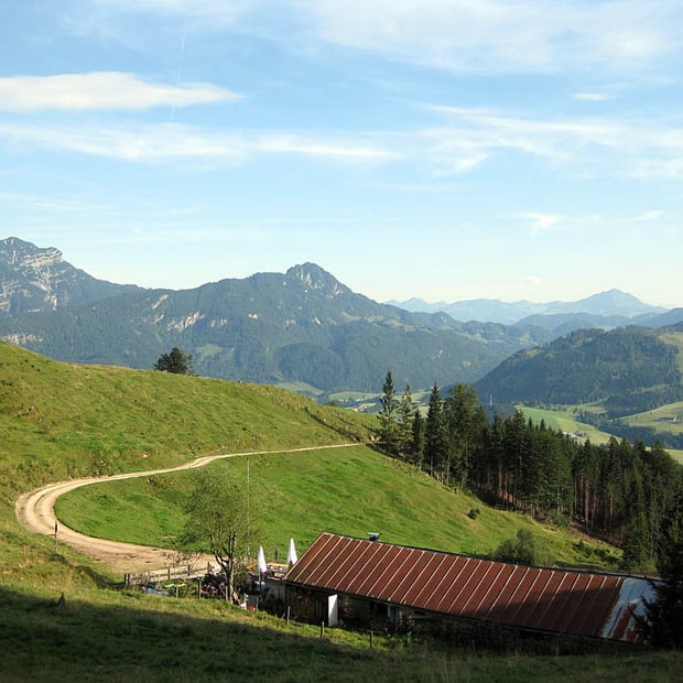 Kurze Feierabend-Tour von Ried bei Kössen hinauf zur Haraualm unterhalb von Harausattel und Harauer Spitze