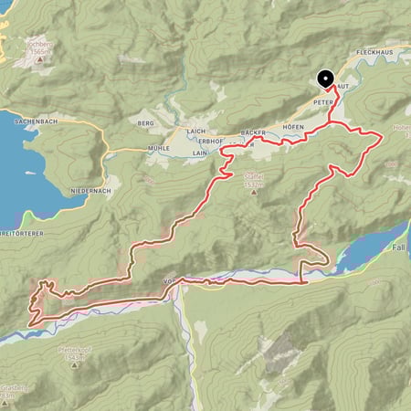 Genussvolle, ausgedehnte Mountainbike-Rundtour von Petern über die Reiseralm ins Isartal und über den Galgenwurfsattel zurück
