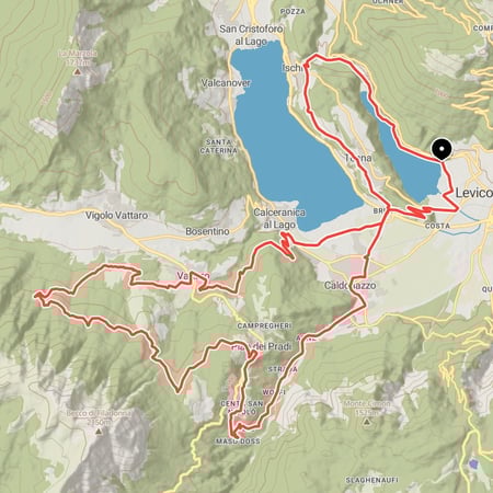 Kurzweilige Rundtour von Levico Terme über Caldonazzo und Centa San Nicolò am Fuße des Cima Vigolana vorbei und über Vattaro zurück