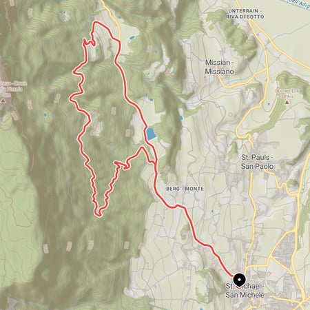 Einfache Panorama-Rundtour im Überetsch von Eppan an der Weinstraße über Buchwald und Perdonig