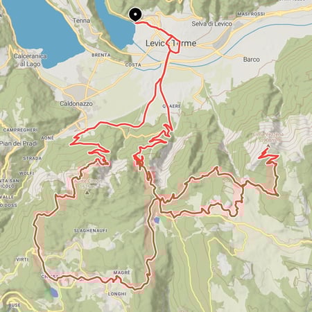 Langgezogene und konditionell anspruchsvolle Rundtour von Levico Terme über die Kaiserjägerstraße zum Pizzo di Levico