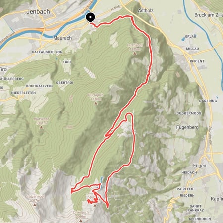 Von Rotholz/Buch über die Kaunzalm zur Bergstation der Spieljochbahn zwischen Onkeljoch und Spieljoch
