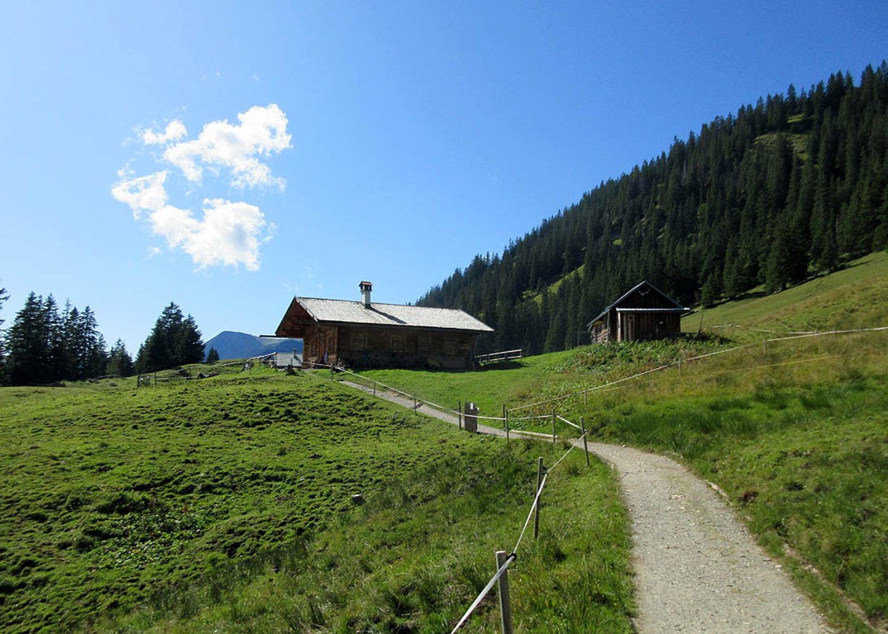 Moderate MTB-Tour mit steilen Anstiegen von Burgrain bei Garmisch-Partenkirchen über die idyllischen Reschbergwiesen hinauf zur einsam gelegenen Enningalm