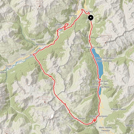 Drei-Länder-MTB-Tour von Nauders zur Sesvennahütte, über den Schlinigpass in die atemberaubende Uina Schlucht und über das Schweizer Engadin zurück