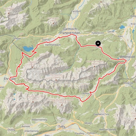 Umrundung des Wettersteingebirges von Elmau über Garmisch und die Hochthörle-Hütte nach Ehrwald und weiter über das Gaistal nach Leutasch