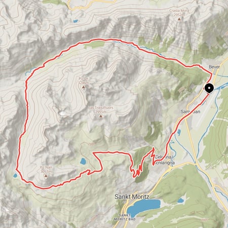 Singletrail Traumtour von Bever rund um den Piz Nair durch Val Suvretta und Val Bever