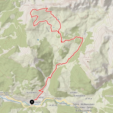 Steile aber landschaftlich unübertreffliche Mountainbike-Tour von St. Christina in Gröden über die Regensburger Hütte auf die Seceda