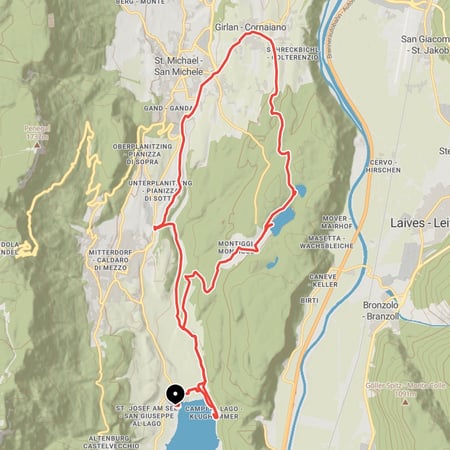 Von St. Josef am See über die Montiggler Seen durch das Überetsch nach Girlan und über Eppan zurück