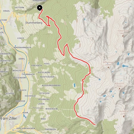 Von Stummerberg über Koglanger- und Kapaunsalmen zur Kreuzwiesenalm am Kreuzjoch