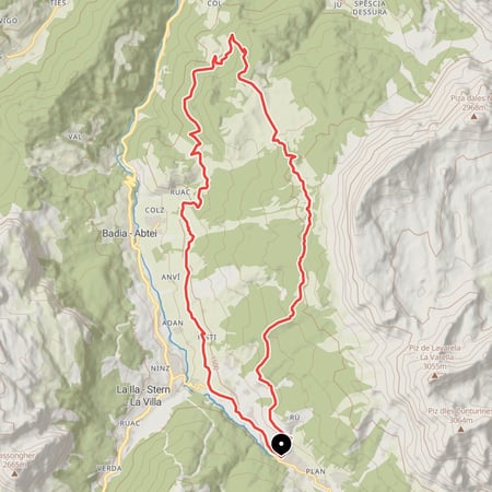 Mountainbike-Tour von St. Kassian im Gadertal über die Armentara Wiesen zu La Crusc mit optionaler Abfahrt über den Trail No. 15