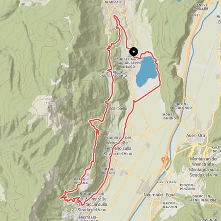 Vom Kalterer See über Kaltern, Altenburg und Graun Richtung Fennberg und zurück über Kurtatsch und Tramin