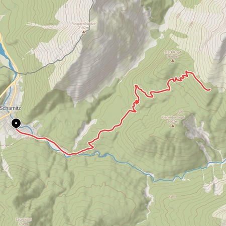 Mountainbike Tour für Geübte von Scharnitz hinauf zur Pleisenhütte unterhalb der Pleisenspitze
